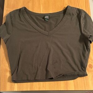 Wild Fable Dark Gray V-Neck Crop Top